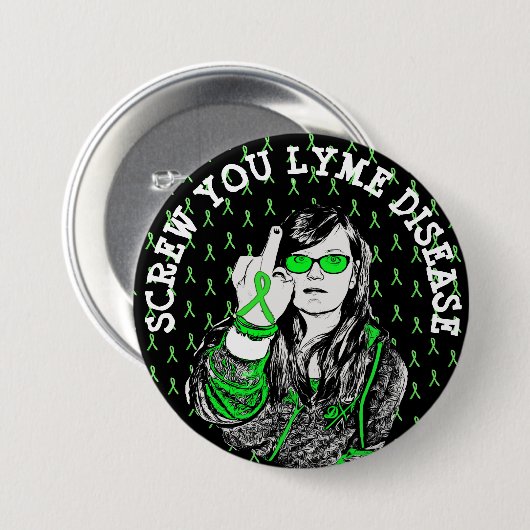 SCREW U Lyme Disease Awareness Ribbons Button (Voorkant /achterkant)