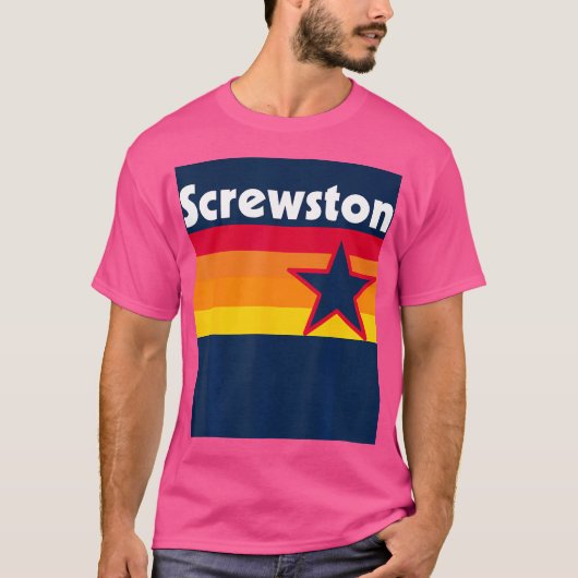 Screwston Texas H-Town Houston Blauw T-shirt (Voorkant)