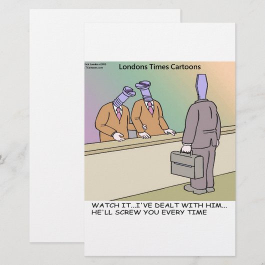 Screwy Salesman van Rick London Funny Briefpapier (Voorkant / Achterkant)