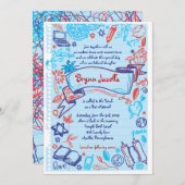 SCRIBBELS OP NOTEPAPER Bat Bat Mitzvah Uitnodiging (Voorkant / Achterkant)