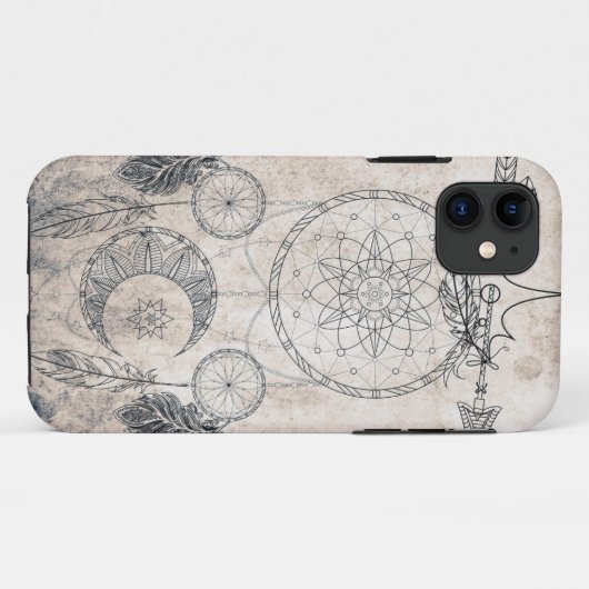 Scribble arrow mandala Moermaan dreamcatcher veren Case-Mate iPhone Case (Achterkant (horizontaal))