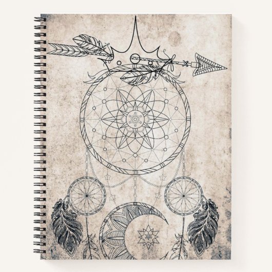 Scribble arrow mandala Moermaan dreamcatcher veren Notitieboek (Voorkant)