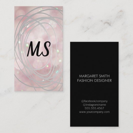 Scribble Artistic | Monogram | Roze Boke Visitekaartje (Voorkant / Achterkant)