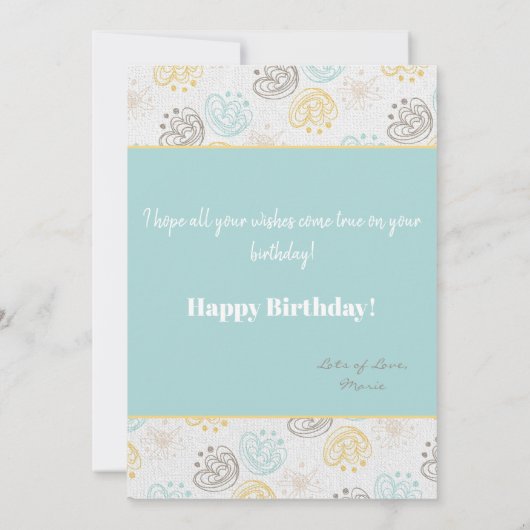 Scribble bloemen Happy Birthday Kaart (Achterkant)