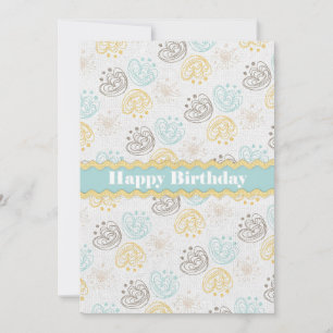 Scribble bloemen Happy Birthday Kaart