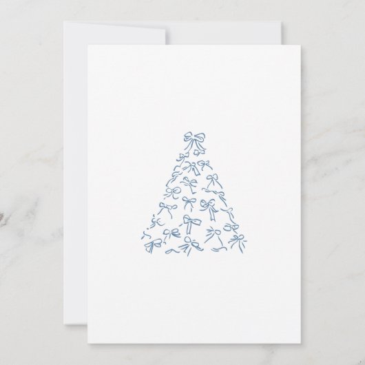 Scribble Blue Bow Christmas Tree Vrijgezellenfeest Bedankkaart (Achterkant)