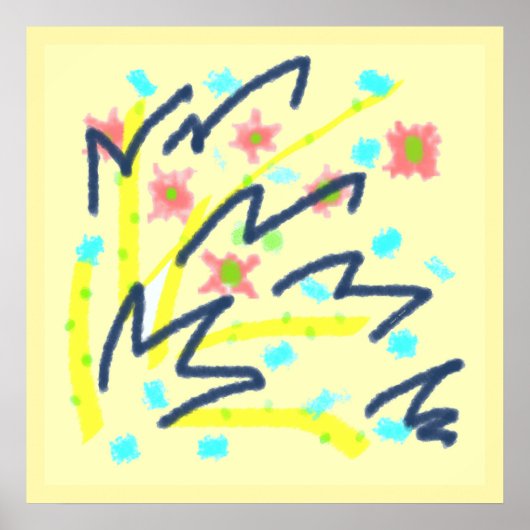 Scribble Buds Art Poster Print Wedding Home Kantoo (Voorkant)