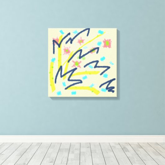 Scribble Buds Canvas Kunstdruk Afdruk (Insitu (Houten vloer))
