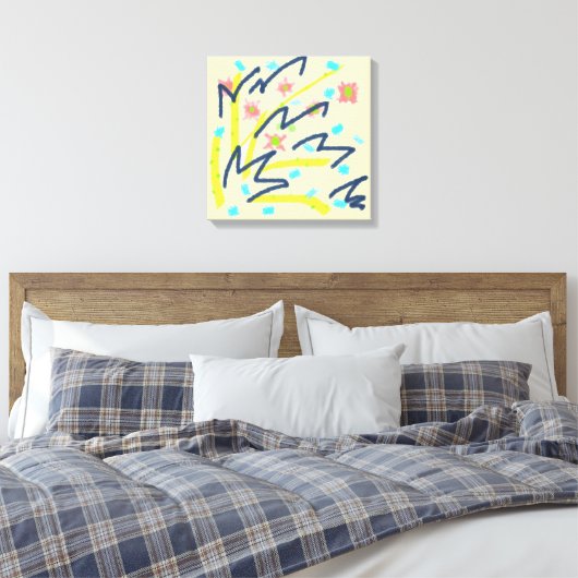 Scribble Buds Canvas Kunstdruk Afdruk (Insitu (Slaapkamer))