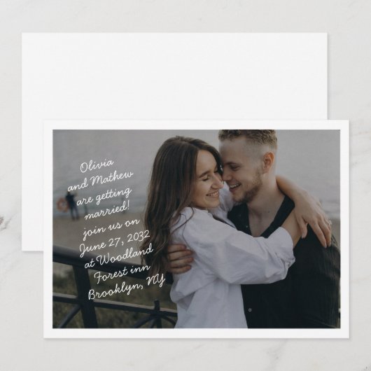 Scribble Casual handgeschreven Monogram Fotobruilo Kaart (Voorkant / Achterkant)