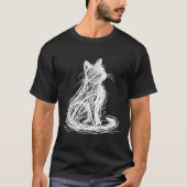 Scribble Cat Minimal Line Art Japanese  T-shirt (Voorkant)