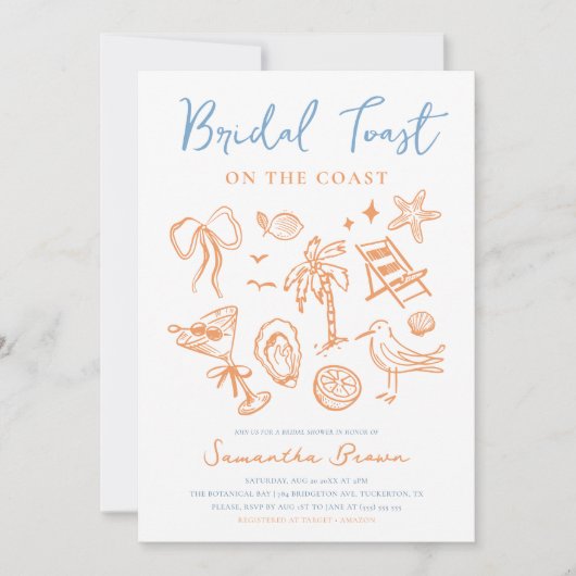 Scribble Coastal Vrijgezellenfeest Kaart (Voorkant)