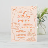 Scribble Coquette Verjaardags Par-Tea Kaart (Staand voorkant)