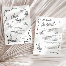 Scribble Doodle Alles in een bruiloft uitnodiging