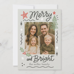 Scribble Doodle Merry & Bright Christmas Kaart