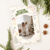 Scribble Doodle Whimsical Family Christmas Photo Feestdagenkaart