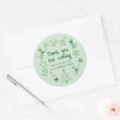 Scribble Doodles Glitter Green Thank You Ronde Sticker (Envelop)