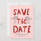 Scribble Funny Doodle Save the date Invitation Kaart (Voorkant)