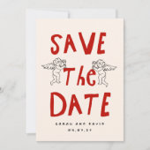 Scribble Funny Doodle Save the date Invitation Kaart (Voorkant)