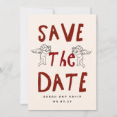 Scribble Funny Doodle Save the date Invitation Kaart (Voorkant)