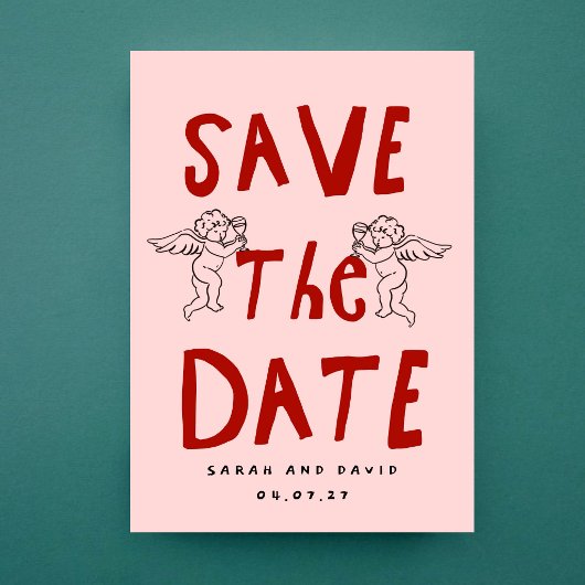 Scribble Funny Doodle Save the date Invitation Kaart