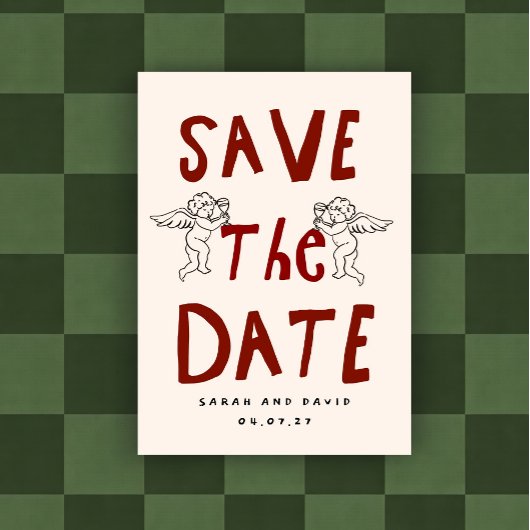 Scribble Funny Doodle Save the date Invitation Kaart