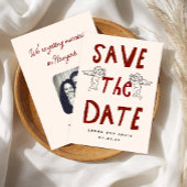 Scribble Funny Doodle Save the date Invitation Kaart