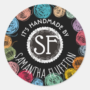 Scribble garen, brei- en haakwerk, handgemaakt van ronde sticker