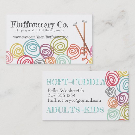 Scribble garen breinnaalden visitekaartje (Voorkant / Achterkant)