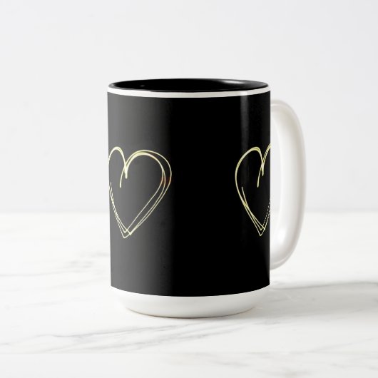 Scribble Heart Cup Tweekleurige Koffiemok (Voorkant rechts)