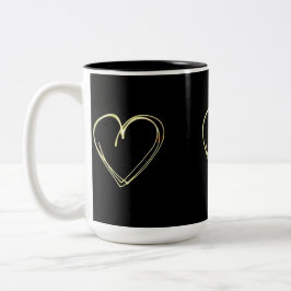 Scribble Heart Cup Tweekleurige Koffiemok