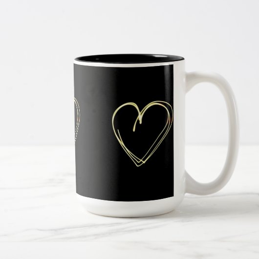 Scribble Heart Cup Tweekleurige Koffiemok (Rechts)
