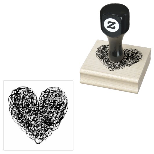 Scribble Heart Rubberstempel (Gestempeld)