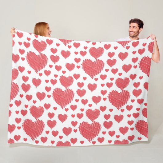 Scribble Hearts Fleece Deken (In situ)