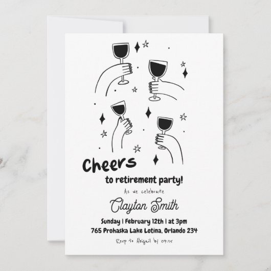 Scribble Hoera voor Pensioenfeest Kaart (Voorkant)