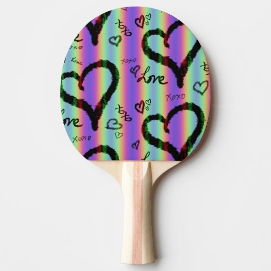 Scribble Liefde Hart Xoxo Stripe Ping Pong Paddle Tafeltennisbatje (Voorkant)