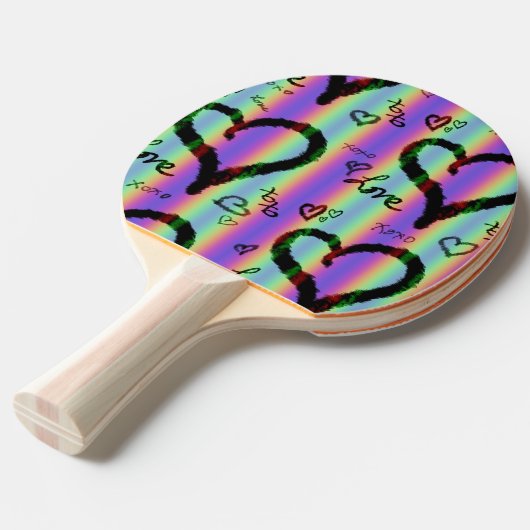 Scribble Liefde Hart Xoxo Stripe Ping Pong Paddle Tafeltennisbatje (Voorkant Gekanteld)