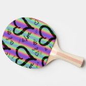 Scribble Liefde Hart Xoxo Stripe Ping Pong Paddle Tafeltennisbatje (Zijkant)