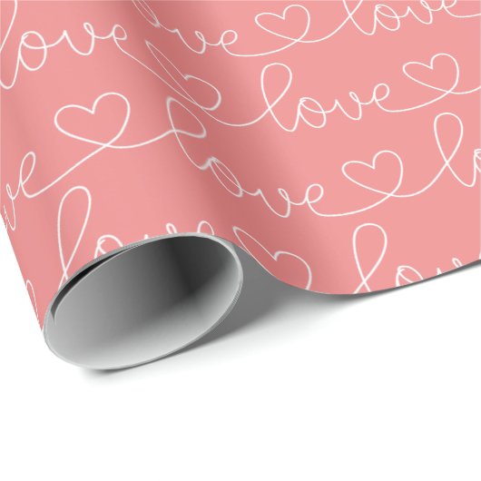 Scribble Love | Roze en wit Cadeaupapier (Rol Hoek)
