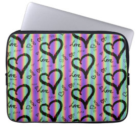 Scribble Love Xoxo Heart Stripe Electronics Bag Laptop Sleeve