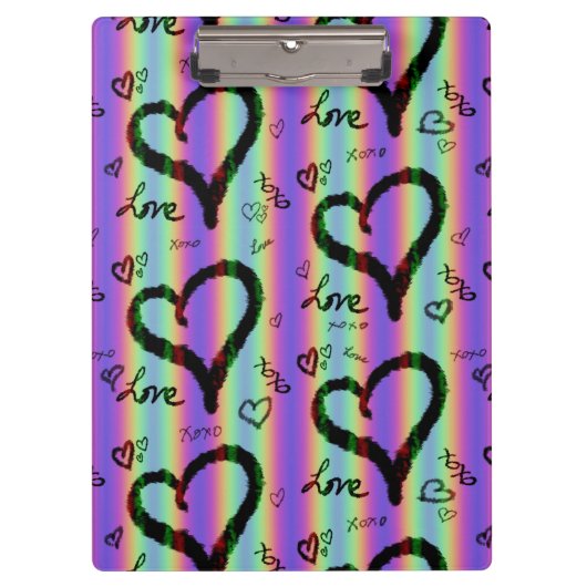Scribble Love Xoxo Heart Stripe Klembord (Voorkant)