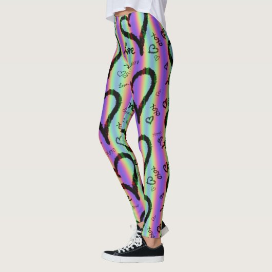 Scribble Love Xoxo Heart Stripe Leggings (Links)