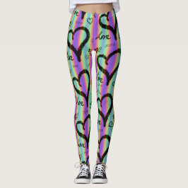 Scribble Love Xoxo Heart Stripe Leggings
