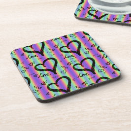 Scribble Love Xoxo Heart Stripe Plastic Onderzette Bier Onderzetter
