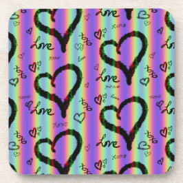 Scribble Love Xoxo Heart Stripe Plastic Onderzette Bier Onderzetter