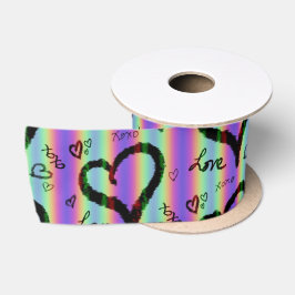 Scribble Love Xoxo Heart Stripe Ribbon Satijnen Lint