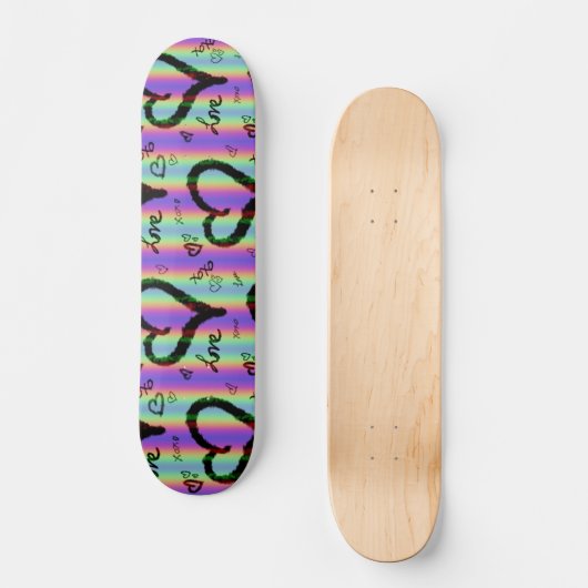 Scribble Love Xoxo Heart Stripe Skateboard (Voorkant)