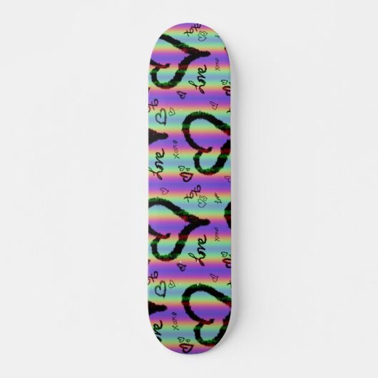 Scribble Love Xoxo Heart Stripe Skateboard (Voorkant)