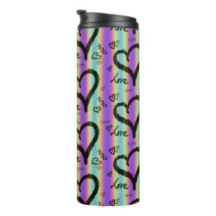 Scribble Love Xoxo Heart Stripe Thermal Tumbler Thermosbeker