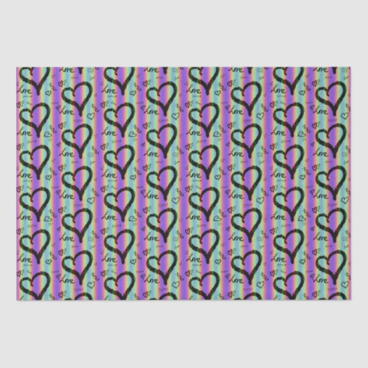 Scribble Love Xoxo Heart Stripe Tissue Paper Tissuepapier (Voorkant)